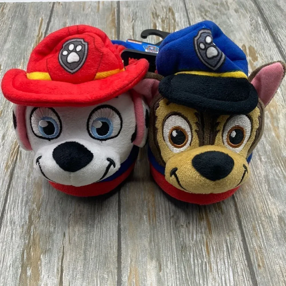 Baby Toddler Boy Plaid & Aline Paw Patrol Plush Slippers Shoes 2-Pack Size 7-8
